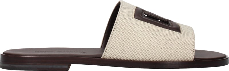 Dolce & Gabbana Beige Fabric Slippers