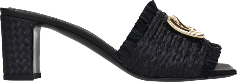 Dolce & Gabbana Black Raffia Platform Sandals