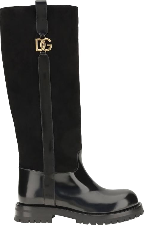 Black Tall Suede Shaft Boots