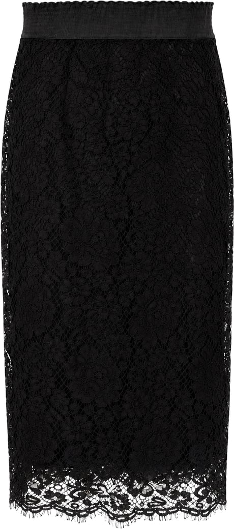 Dolce & Gabbana Black Spitze Lace-Trimmed Skirt (IT42)