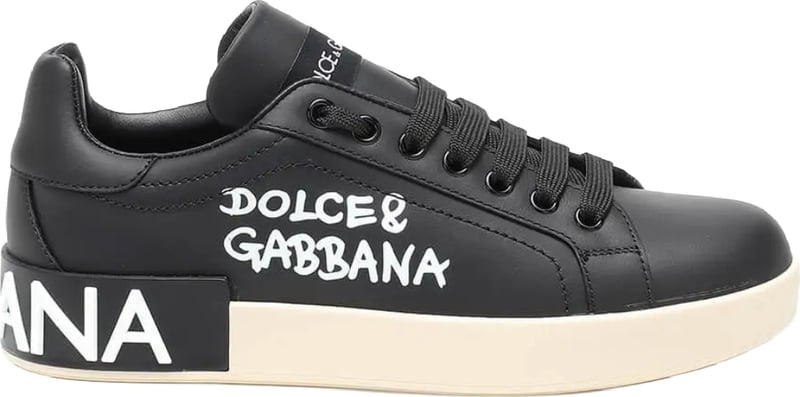 D&G Portofino Logo Print Trainers Men's Black