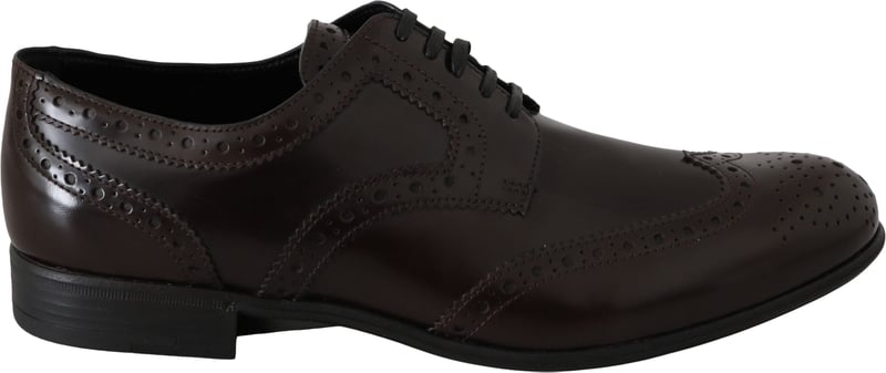 Dolce & Gabbana Brown Leather Broques Oxford Wingtip Shoes