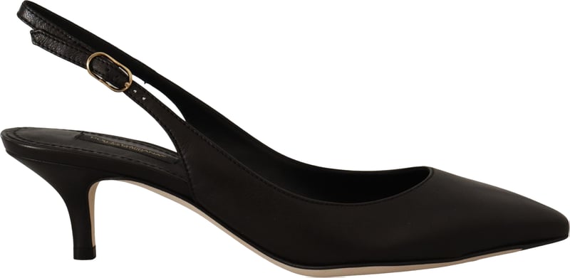 Dolce & Gabbana Black Leather Slingbacks Heels Pumps Shoes
