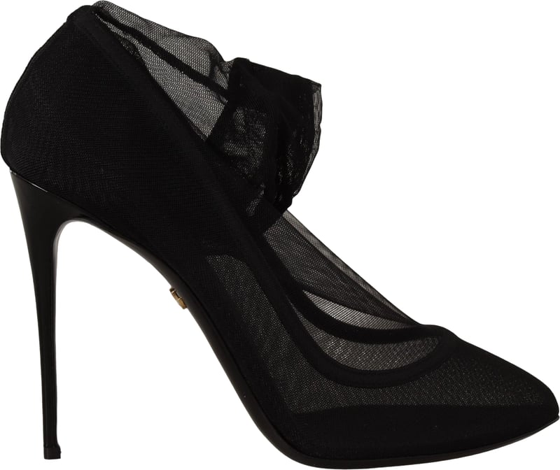 Dolce & Gabbana Black Tulle Stretch Boots Pumps Shoes