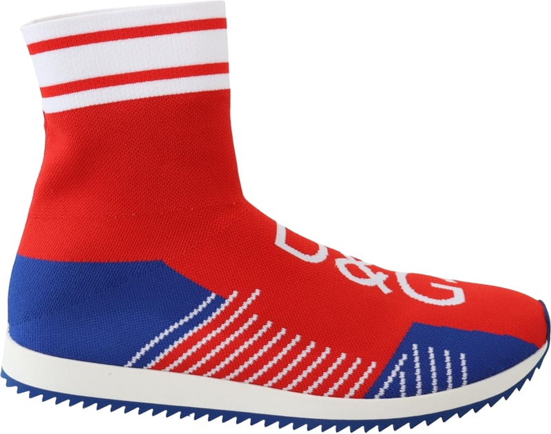 Dolce & Gabbana Blue Red Sorrento Logo Sneakers Socks Shoes