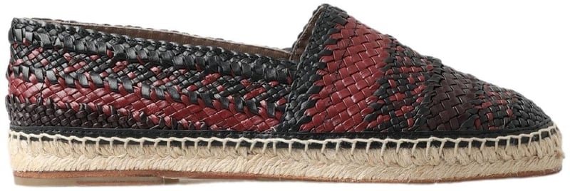 Dolce & Gabbana Black Bordeaux Buffalo Leather Espadrille Shoes