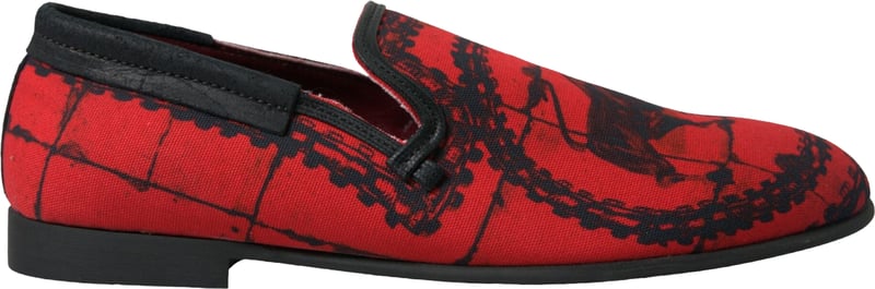 Dolce & Gabbana Red Black Torero Loafers Slippers Men Shoes