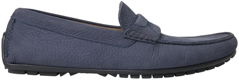 Dolce & Gabbana Blue Calf Leather Slip On Moccasin Shoes