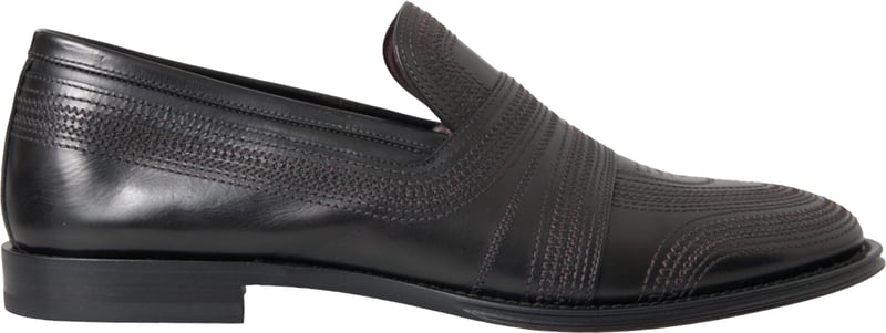 Dolce & Gabbana Black Brown Leather Loafer Men Dress Shoes