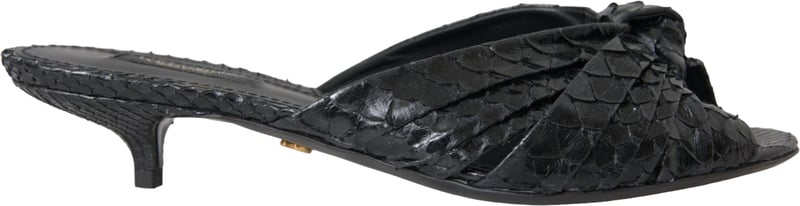 Dolce & Gabbana Black Exotic Leather Heels Slides Shoes
