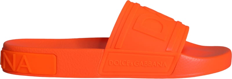 Dolce & Gabbana Orange Rubber Slides Sandals Beachwear Shoes