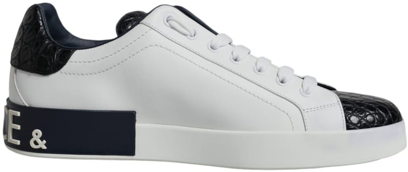 Dolce & Gabbana White Leather Logo Portofino Sneaker Shoes