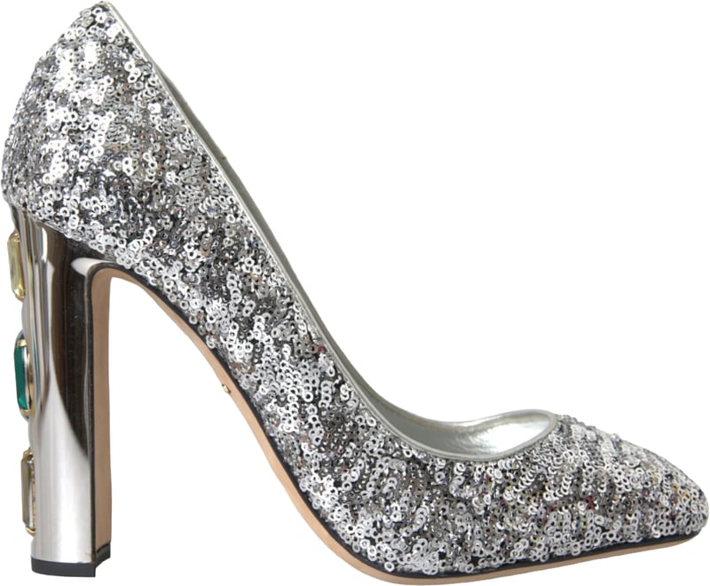 Dolce & Gabbana Silver Sequin Embellished Heels Pumps Shoes