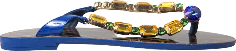 Dolce & Gabbana Blue Crystals Flats Sandals Beachwear Shoes