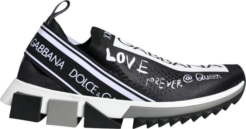 Dolce & Gabbana Black White Sorrento Low Top Sneakers Shoes
