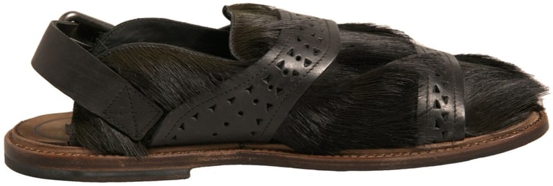Dolce & Gabbana Green Gazelle Hair Leather Flats Sandals Shoes