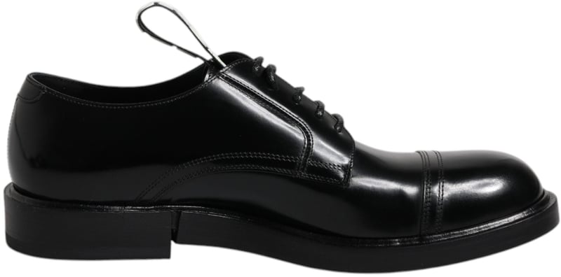 Dolce & Gabbana Black Patent Leather Derby Lace Up Formal Dress Shoes