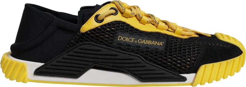 Dolce & Gabbana Black Yellow Low Top NS1 Sneakers Shoes