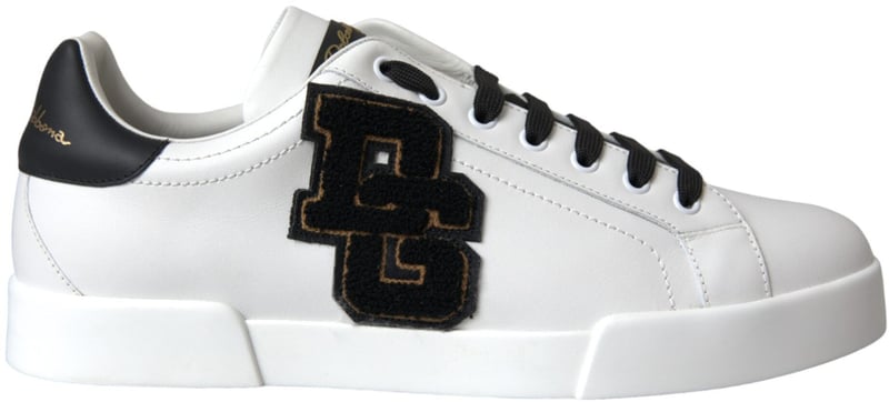 Dolce & Gabbana White Leather DG Logo Casual Low Top Sneakers Shoes