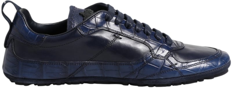 Dolce & Gabbana Dark Blue Leather Low Top Men Sneakers Shoes