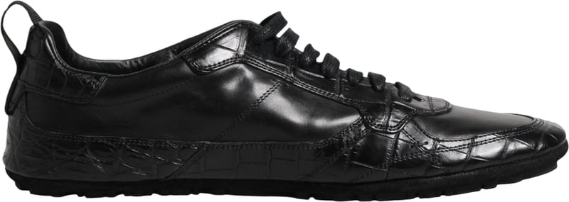 Dolce & Gabbana Black Exotic Leather Low Top Sneakers Shoes