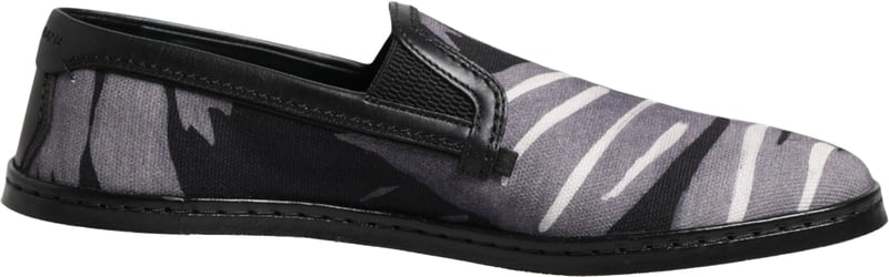 Dolce & Gabbana Black Tropical Slip On Men Sneakers Shoes