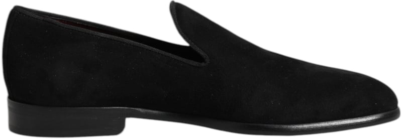 Dolce & Gabbana Black Suede Slip On Loafers Formal Shoes