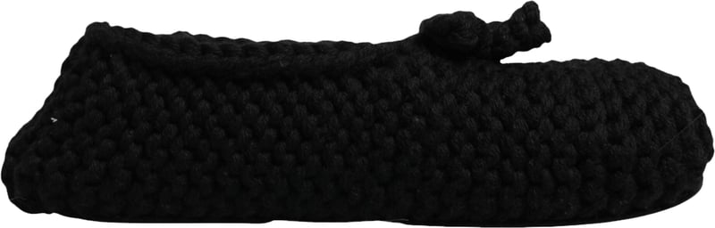 Dolce & Gabbana Black Wool Slip On Flats Ballerina Shoes