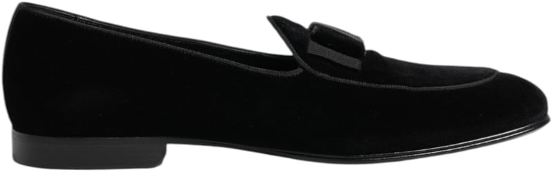 Dolce & Gabbana Black Velvet Loafers Formal Men Dress Shoes