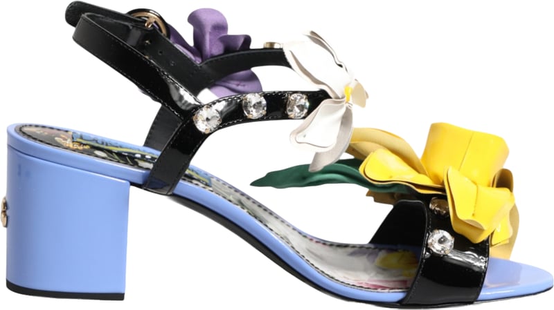 Dolce & Gabbana Multicolor Floral Crystal KEIRA Sandals Shoes