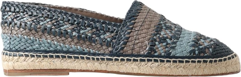 Dolce & Gabbana Blue Gray Leather Buffalo Espadrille Shoes