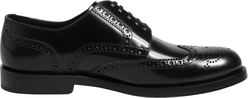 Dolce & Gabbana Black Leather Derby Wingtip Formal Shoes