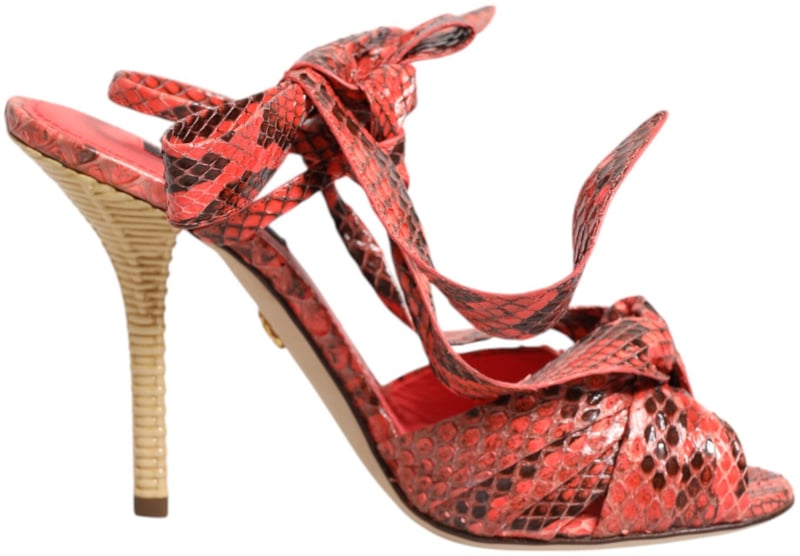 Dolce & Gabbana Coral Python Leather Heels Sandals Shoes