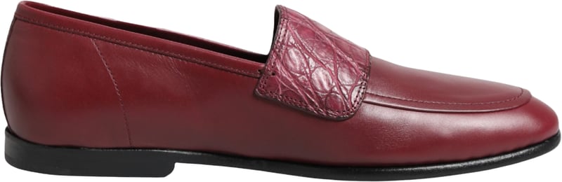 Dolce & Gabbana Burgundy Leather Formal Slip On Shoes