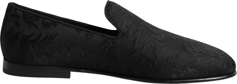 Dolce & Gabbana Black Floral Brocade Loafers Men Dress Shoes