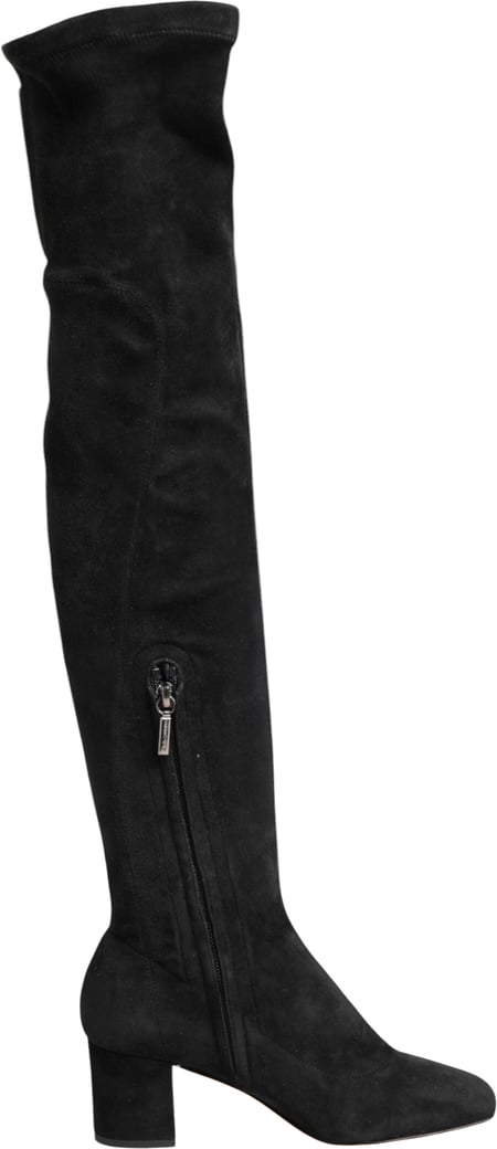Dolce & Gabbana Black Suede Leather Knee High Boots Shoes