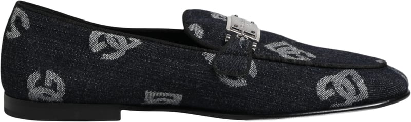 Dolce & Gabbana Blue Logo Cotton Loafers Formal Dress Shoes