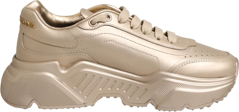 Dolce & Gabbana Gold Leather Daymaster Women Sneaker Shoes