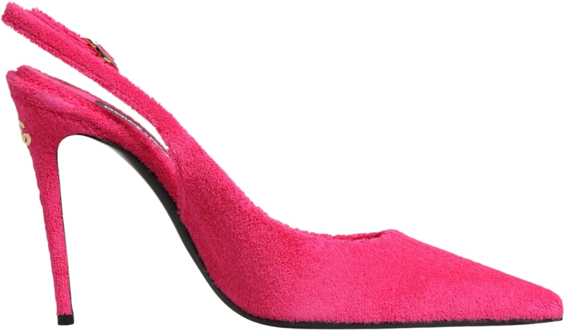 Dolce & Gabbana Pink Terry Cloth High Heels Slingback Shoes