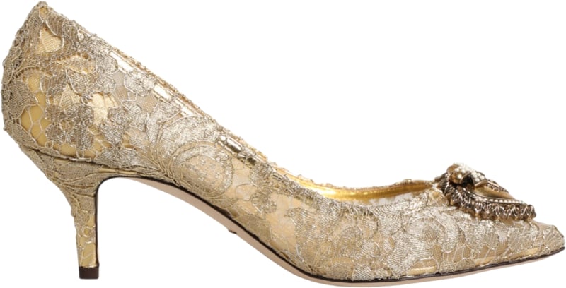 Dolce & Gabbana Gold Taormina Lace DEVOTION Pumps Shoes