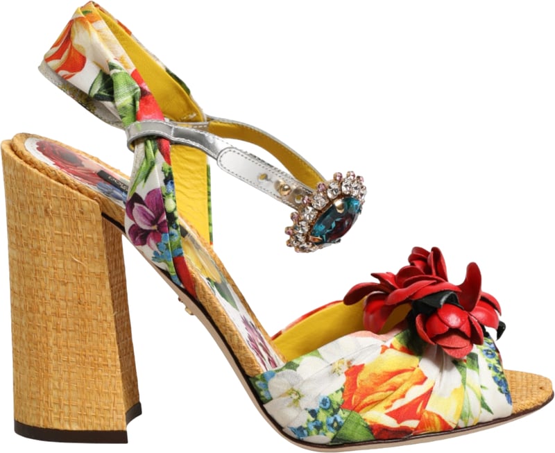 Dolce & Gabbana Multicolor Floral Crystal Embellished Sandals Shoes