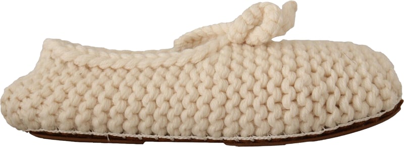 Dolce & Gabbana White Slip On Ballerina Flats Wool Knit Shoes