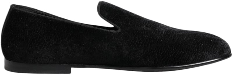 Dolce & Gabbana Black Jacquard Loafers Formal Men Dress Shoes
