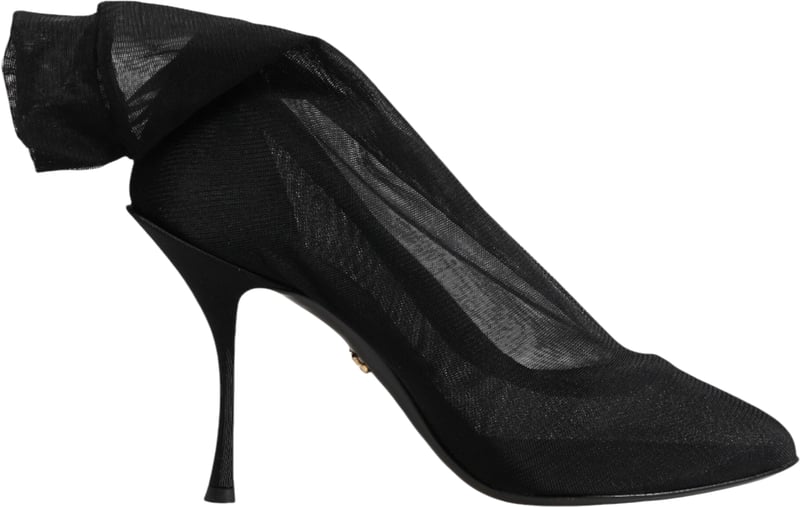 Dolce & Gabbana Black Silk Stretch Mesh Sock Boots Shoes
