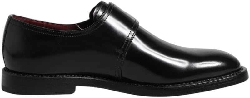 Dolce & Gabbana Black Leather Monk Strap Derby Formal Shoes