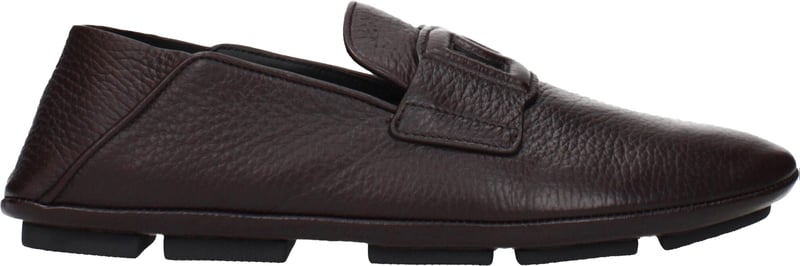Dolce & Gabbana Brown Leather Slip-On Loafers