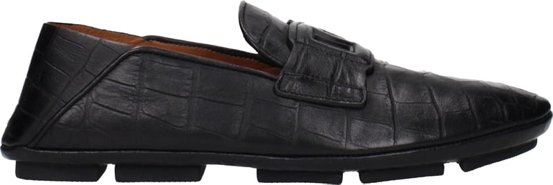 Dolce & Gabbana Black Leather Slip-On Loafers