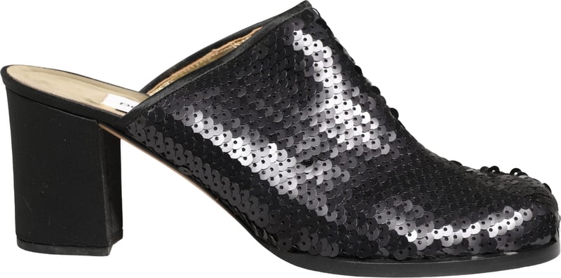 Dolce & Gabbana Black Sequined Mules Shoes