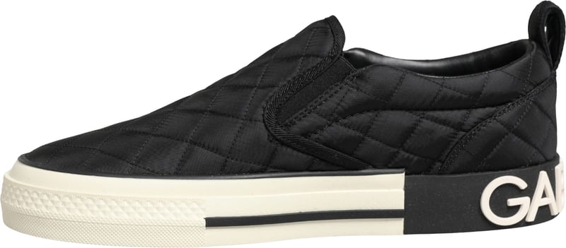 Dolce & Gabbana Black Quilted Slip On Low Top Sneakers Shoes