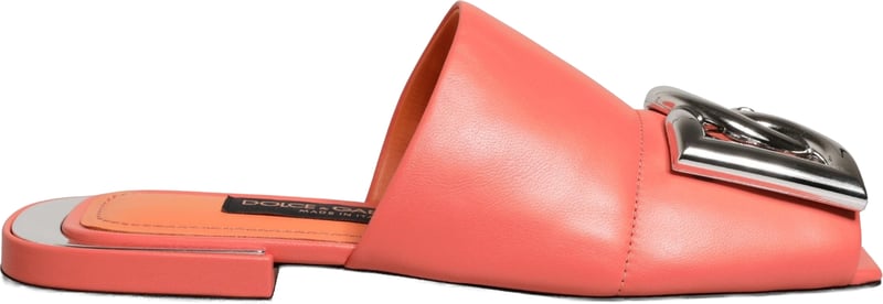 Dolce & Gabbana Orange DG Logo Leather Flats Sandals Shoes